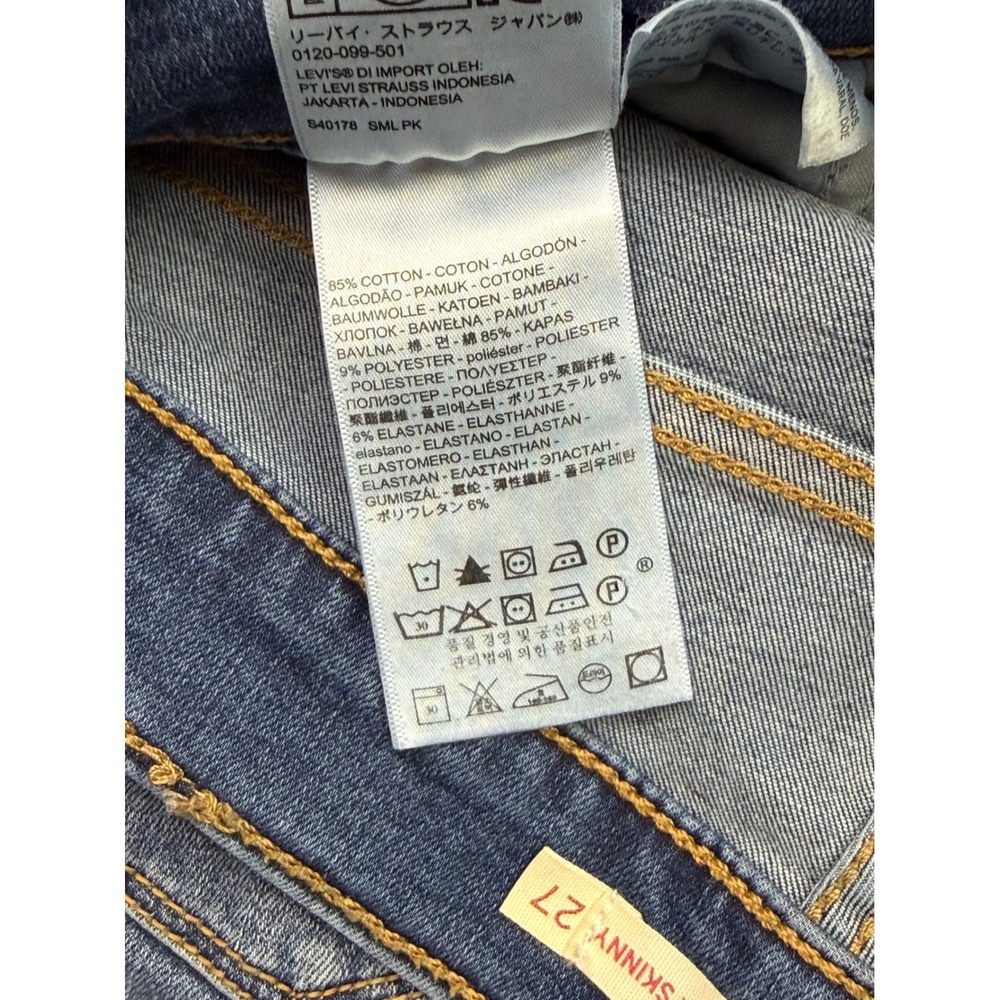 Levis 720 High Rise Super Skinny Jeans Light Wash Distressed Raw Hem 27 - Picture 9 of 9